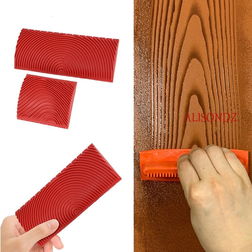 Alisondz ลายไม้ เครื่องมือวาดภาพ DIY เลียนแบบผนังศิลปะ ครัวเรือน ตกแต่งผนัง แปรงลูกกลิ้งภาพวาด