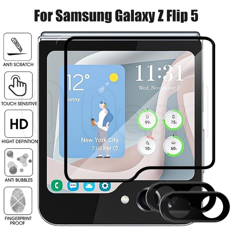 ฟิล์มกระจกนิรภัยกันรอยหน้าจอ ป้องกันรอยขีดข่วน HD สําหรับ Samsung Galaxy Z Flip 5
