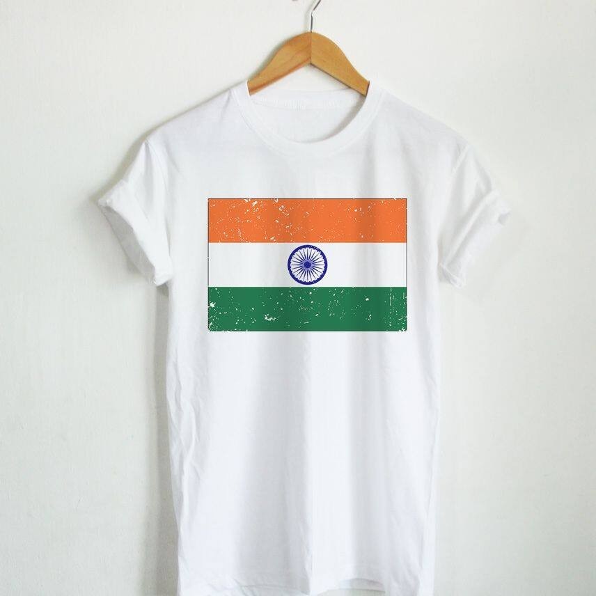 [พร้อมส่ง] เสื้อยืดลาย ธงชาติอินเดีย ประเทศอินเดีย India Flag เสื้อยืดสกรีน แขนสั้น คอกลม