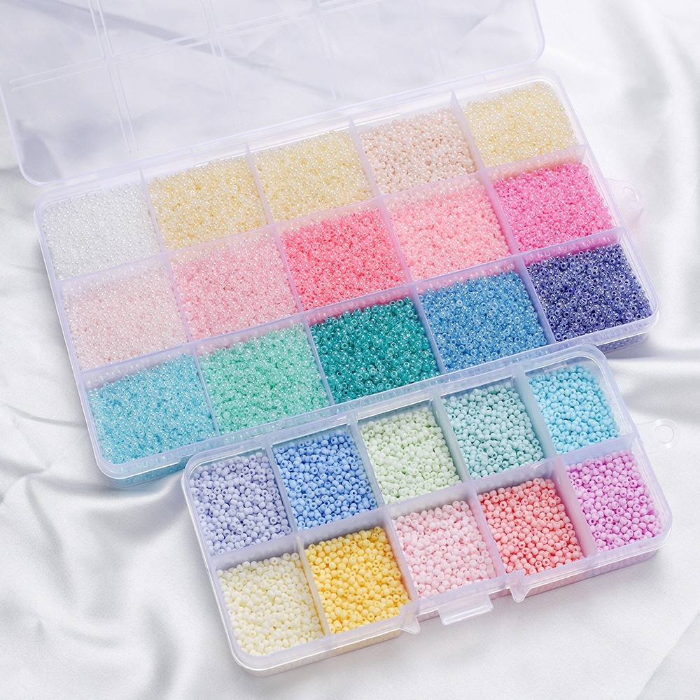 St. kunkka ลูกปัดแก้ว สีมาการอง 24 ช่อง 2 มม.-3 มม. สําหรับทําเครื่องประดับ สร้อยคอ สร้อยข้อมือ DIY
