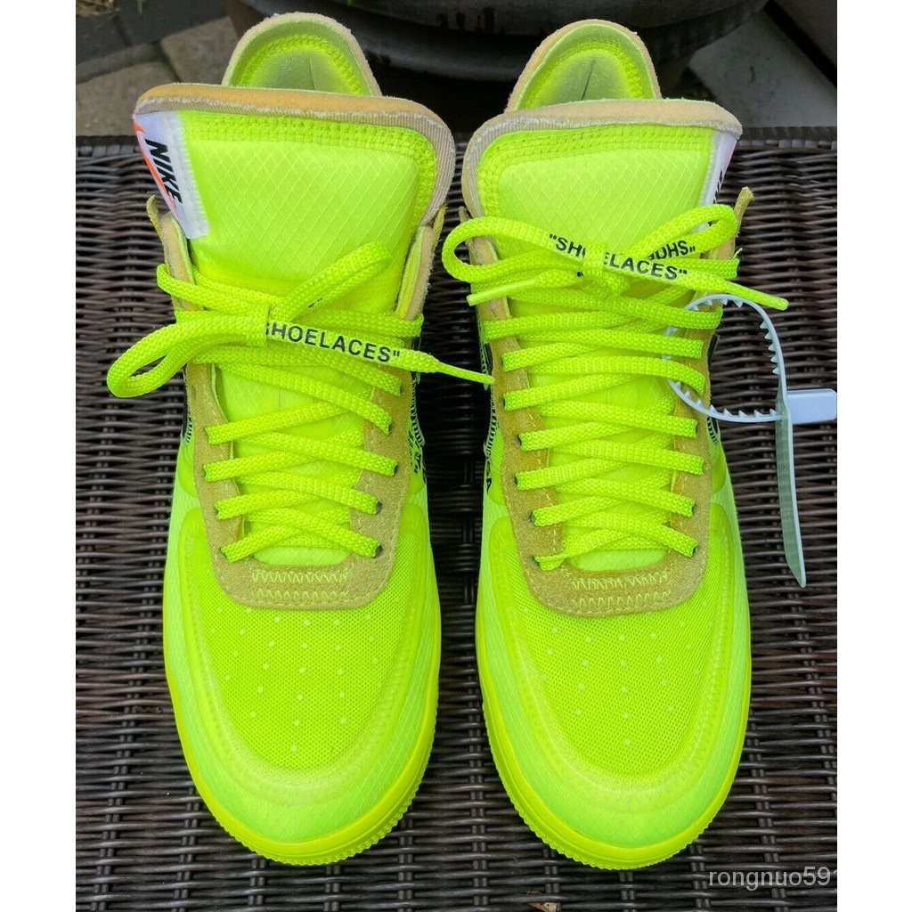 Nike Nike ส่วนลด3TPE Off-White X Nike Air Force 1 Low Volt รองเท้าผู้ชายและผู้หญิง Fluorescent Green AO4606-700