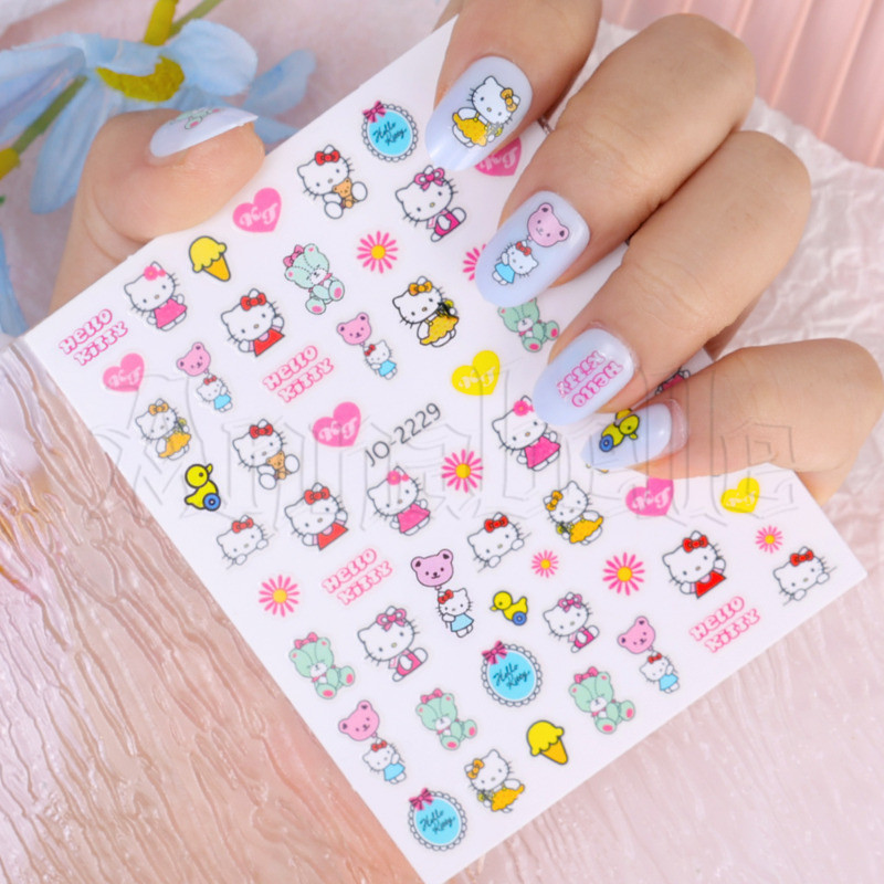 SANRIO สติกเกอร์ ลายการ์ตูนหมี กระต่าย และ Hello Kitty มีกาวในตัว สําหรับตกแต่งเล็บ DIY
