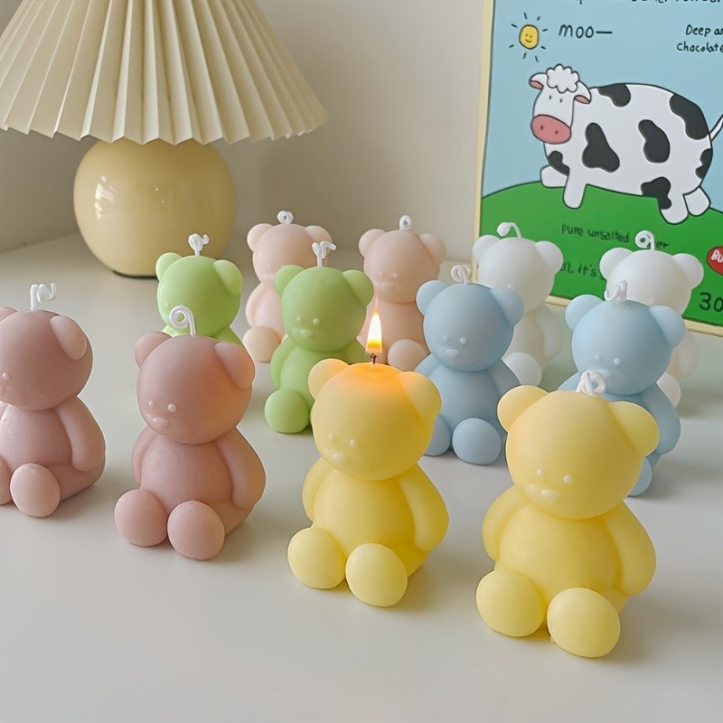 【พร้อมส่ง】แม่พิมพ์ซิลิโคน รูปหมีน่ารัก 3D สําหรับทําเทียนหอม สบู่ งานฝีมือ ตกแต่ง 1 ชิ้น