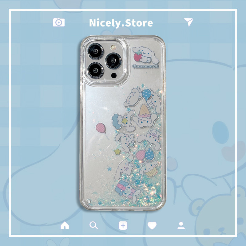 SANRIO ลูกสุนัขน่ารักการ์ตูนsanrio Quicksandเคสโทรศัพท์สําหรับiPhone 16 15 14 Plus 13 12 11 Pro Max Xs Xr Xกันกระแทกอะคริลิคป้องกันกรณี