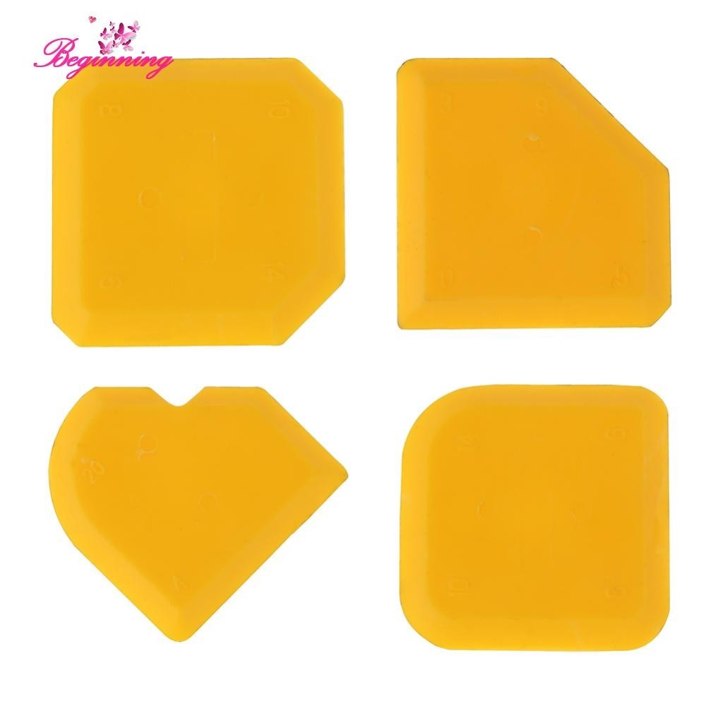 เริ่มต้น อะไหล่ซีลเคลือบเงา TPU สีเหลือง แบบพกพา ทําความสะอาดง่าย สําหรับห้องครัว ห้องน้ํา พื้นอาคาร 4 ชิ้น