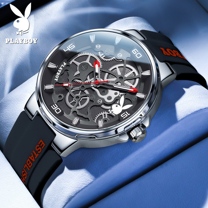 Playboy Watch 3052 (ของแท้ 100%) นาฬิกาข้อมือควอตซ์ เรืองแสง กันน้ํา ระดับไฮเอนด์ สําหรับผู้ชาย