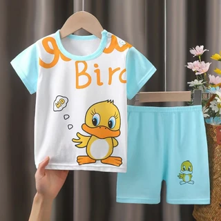 เสื้อผ้าเด็ก เซ็ต2ชิ้น เสื้อยืดเเขนสั้น พร้อมกางเกงลายน่ารักๆ