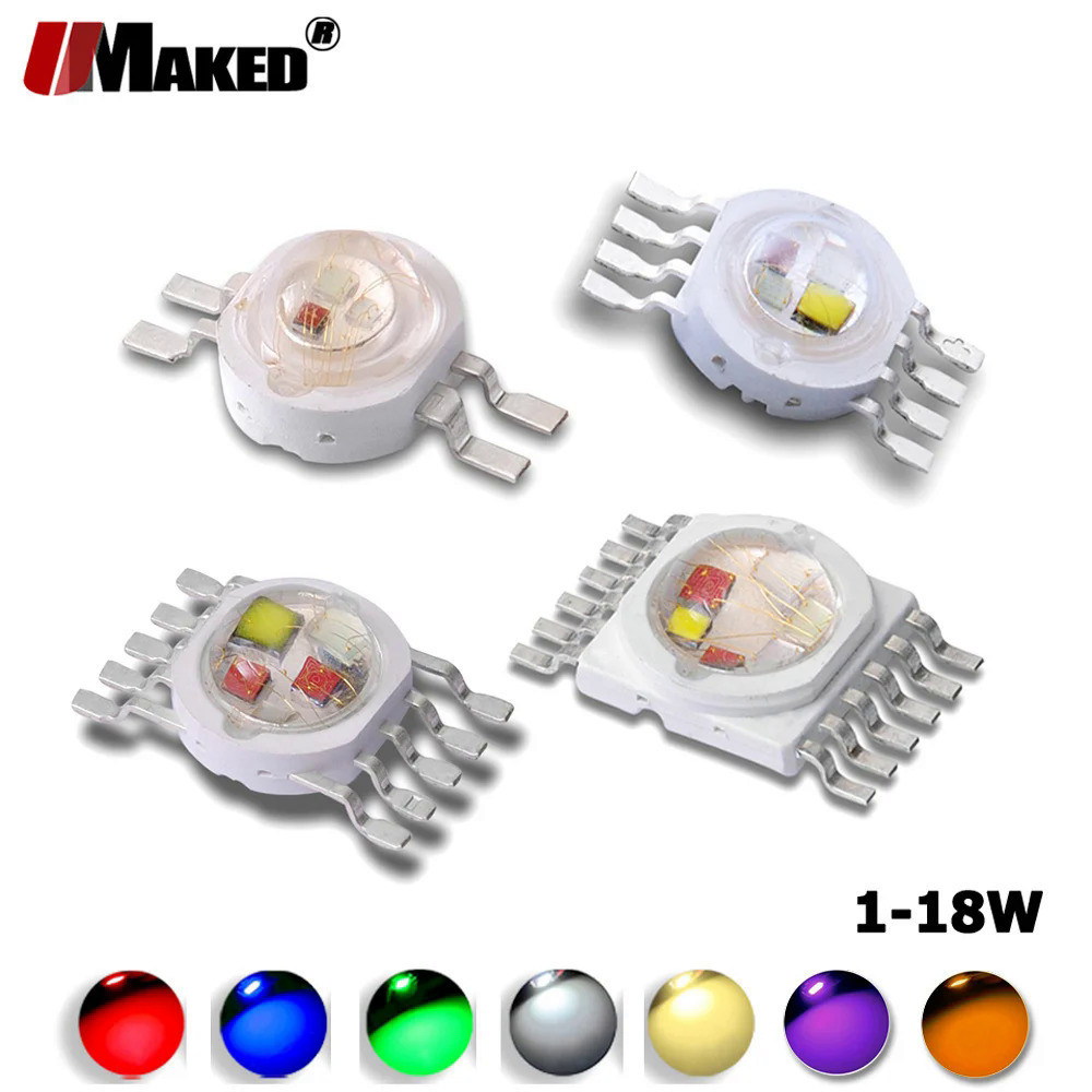 20pcs ชิป LED พลังงานสูง 18W 12W 9W 4Pin 6Pin 8Pin 10Pin 12Pin COB SMD Stage Light Doide RGBW RGBWW 