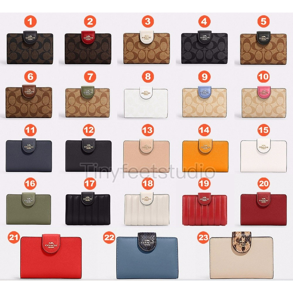 C0082 6390 C3454 CB866 Medium Corner Zip กระเป๋าสตางค์หนังผู้หญิงพับสั้นกระเป๋าเหรียญ Dompet Wanita