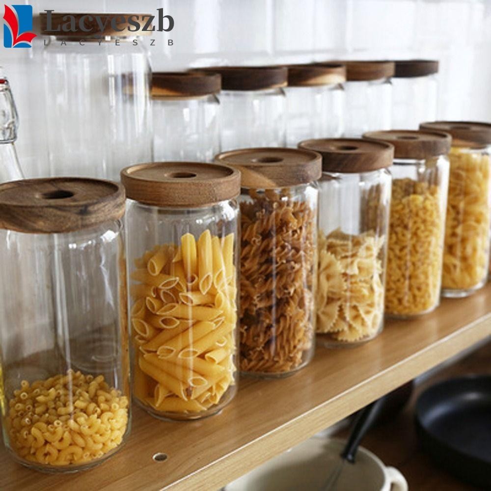 Lacyeszb โหลแก้วเก็บอาหาร เมล็ดกาแฟ น้ําผึ้ง ทรงกลม แบบหนา อเนกประสงค์