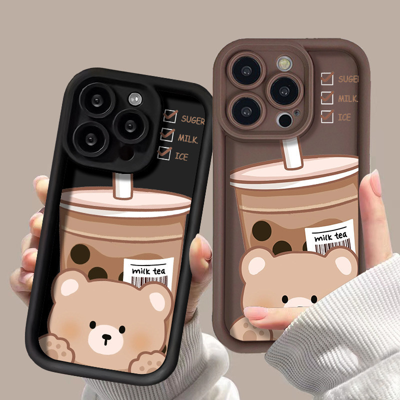 Coffee Bear เคสซิลิโคนเหลว For Xiaomi Redmi Note 10 Pro 12 11 9 8 9S 10S 11S 9A 9C 9T POCO X5 12C M2 M3 C55 C31 ปกหลัง
