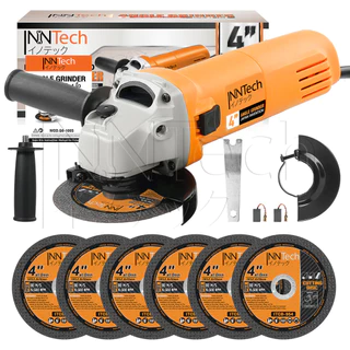 InnTech เครื่องเจียรไฟฟ้า 4 นิ้ว 1,100W Angle Grinder พร้อมด้ามจับ และฝาครอบป้องกัน รุ่น G6-100S แถมฟรี! ใบตัดเหล็ก 6 ใบ