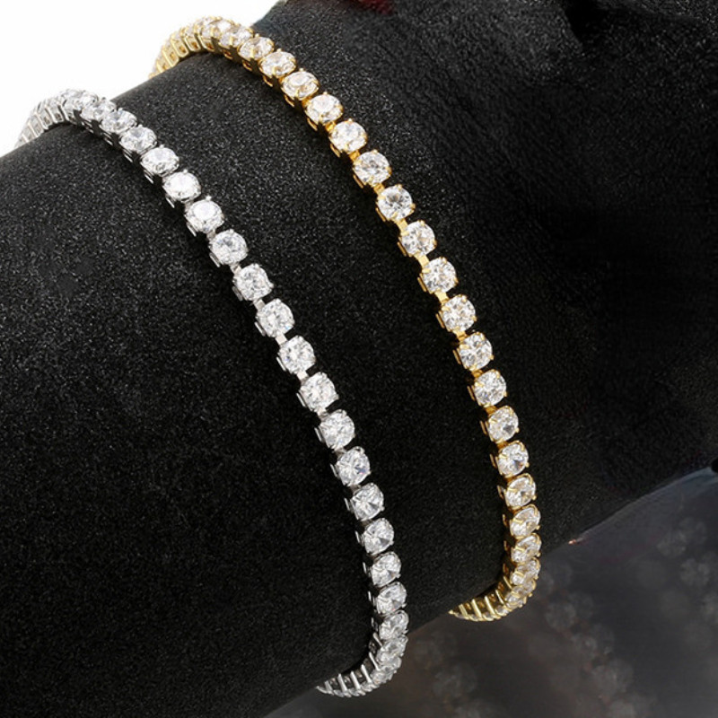 18k Gold Chain Zircon สร้อยข้อมือเงินสร้อยข้อมือ Anklets Silver zircon Chain แฟชั่นเครื่องประดับ zir