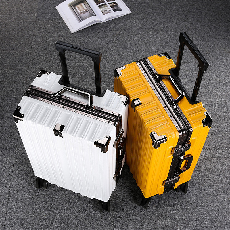 Aluminum Frame Luggage Large Capacity Striped Universal Wheel Boarding Bag Men and Women Trolley Suitcase Women