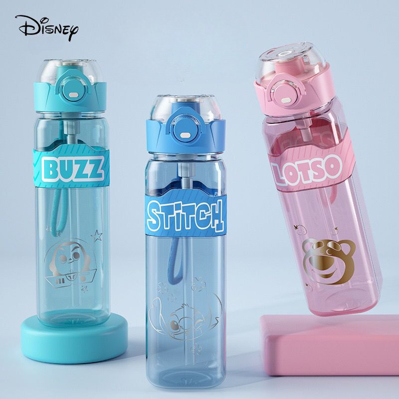 Disney ขวดน้ํา พร้อมหลอดดูด ความจุขนาดใหญ่ ลาย Tritan สําหรับเด็กผู้หญิง และเด็กผู้ชาย