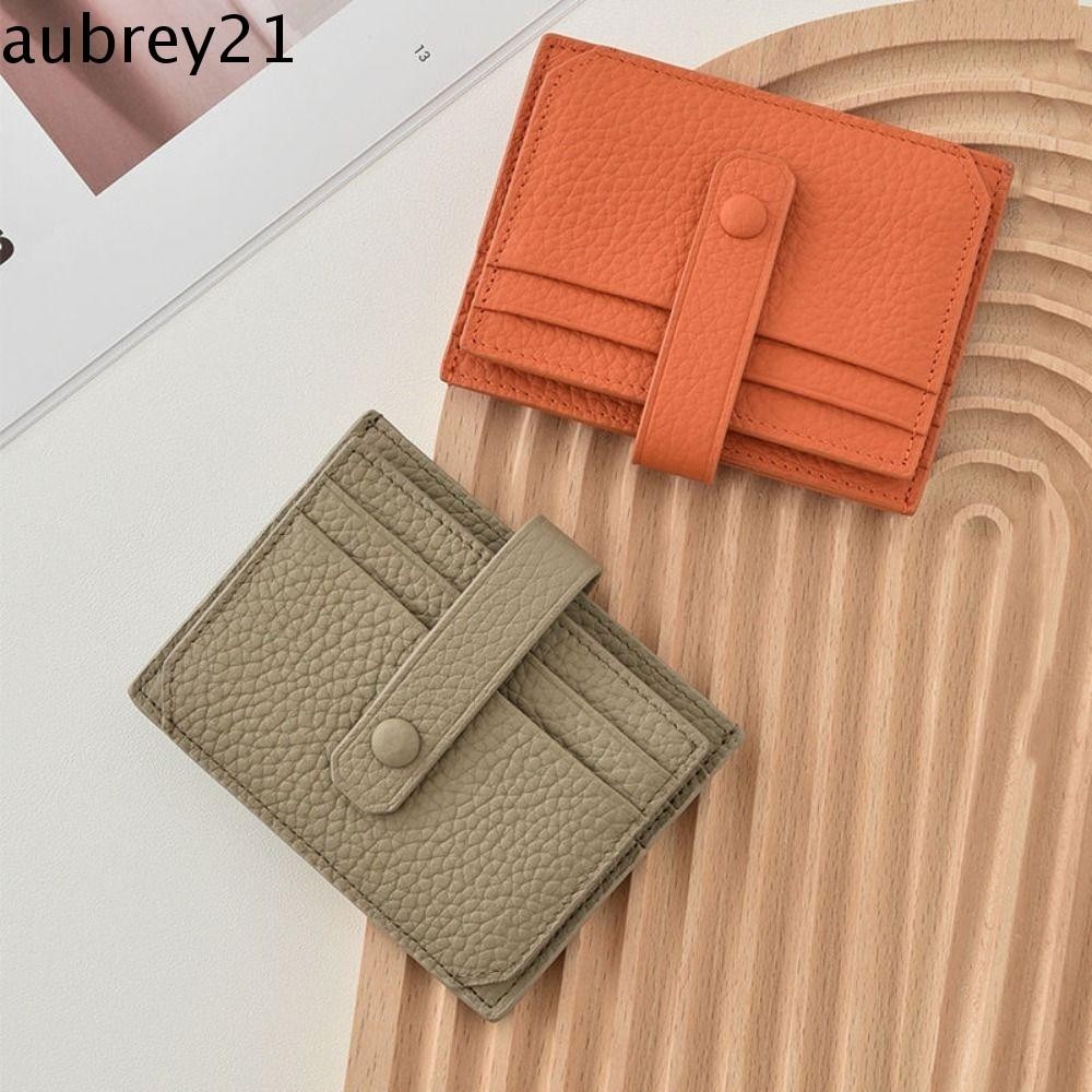 Aubrey1 กระเป๋าสตางค์ หนัง PU ใส่บัตรได้หลายช่อง บางพิเศษ แฟชั่นสําหรับผู้หญิง