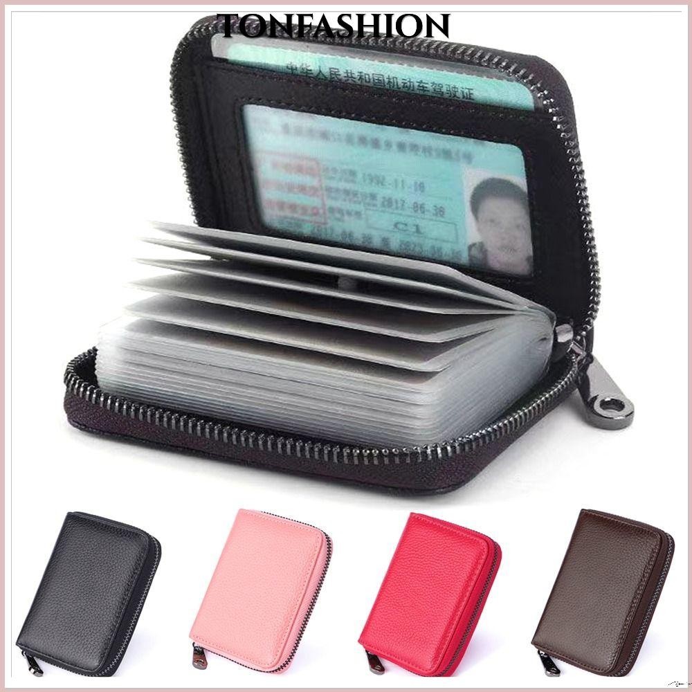 Tonfashion กระเป๋าใส่บัตรเครดิต แฟชั่น 20 ช่อง มีซิป กระเป๋าสตางค์นามบัตร