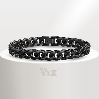 Vnox สร้อยข้อมือโซ่ สเตนเลส สีดํา เครื่องประดับ ของขวัญ สําห…