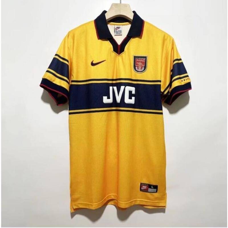 เสื้อเชิ้ต ลายทีมชาติฟุตบอล Arsenal 1997-99 97 99 สีเหลือง คุณภาพสูง