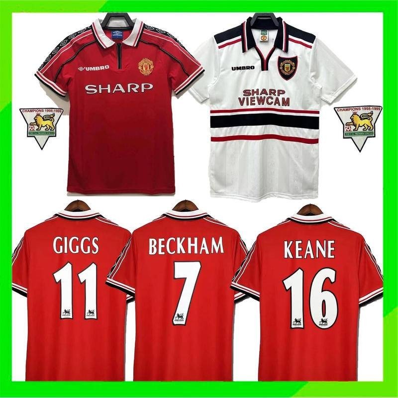 [Retro Issue] เสื้อกีฬาแขนสั้น ลายทีมชาติฟุตบอล Manchester United 98 99 BECKHAM GIGGS ไซซ์ S-4XL