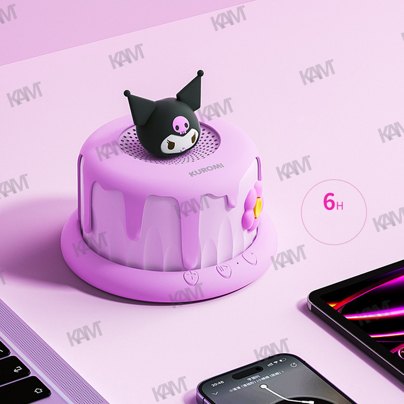 Kam 2024 Sanrio ลําโพงบลูทูธไร้สาย FY03 Kuromi Cake Design TWS Dual Computer Interconnect Lotso Cute Desktop Speaker Hello Kitty 360 องศา สเตอริโอรอบทิศทาง ห้องนอน
