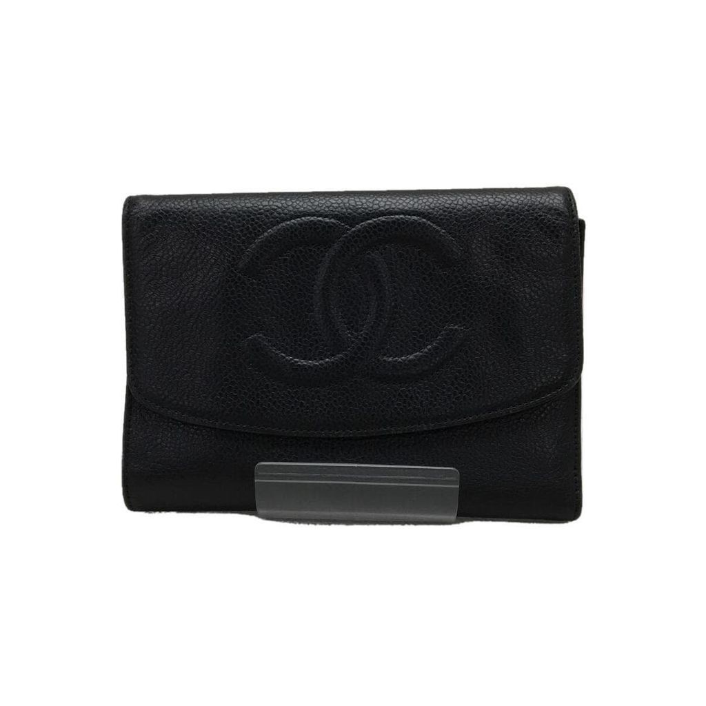 Chanel กระเป๋าสตางค์ Coco Mark Caviar สีดํา ส่งตรงจากญี่ปุ่น มือสอง

