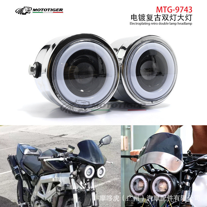 ขายดี ไฟสปอตไลท์ LED แบบคู่ ดัดแปลง สไตล์เรโทร สําหรับรถจักรยานยนต์ Harley Prince Angel Eye