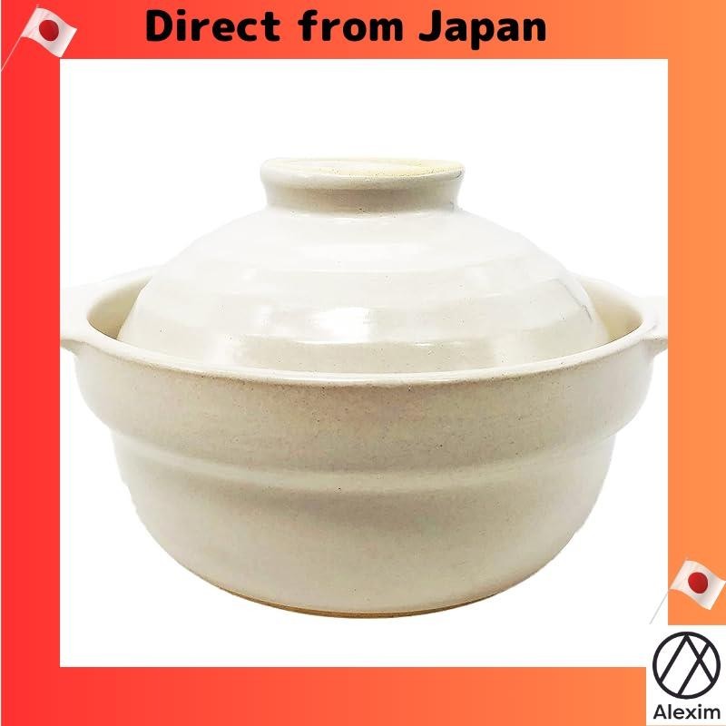 [ส่งตรงจากญี่ปุ่น] หม้อดินเผา ขนาด 20 ซม. สําหรับห้องนั่งเล่น ฝาสามารถใช้เป็นถ้วยชาได้ หม้อเสิร์ฟแต่ละใบ 110462 สีเบจ.
