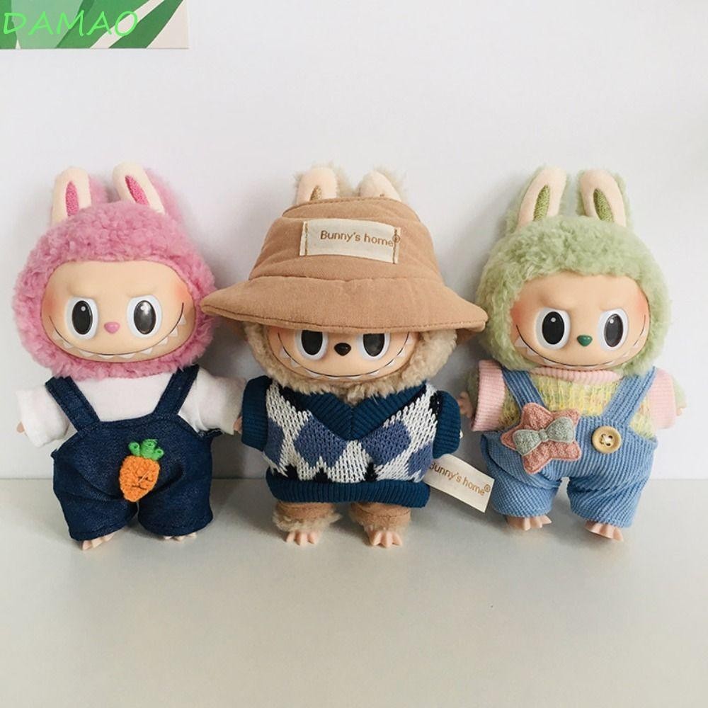 Damao ชุดเดรสผ้าฝ้าย ลายการ์ตูน Labubu น่ารัก 17 ซม. 17 ซม. หลากสี สําหรับตุ๊กตา