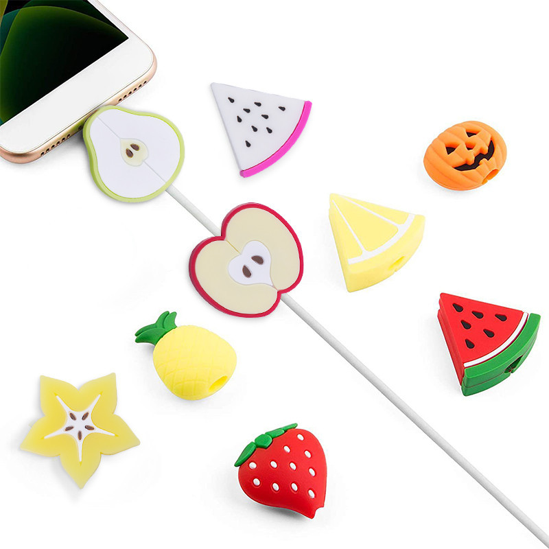 Fruits Cable Protector Cartoon Charger Protector Cable Winder Organizer Data Line Cord Protective Cover For iPhone