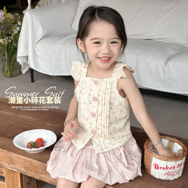 [Do Re Mi] จั๊มสูทผ้าฝ้ายลายดอกไม้สุดหวานสำหรับเด็กผู้หญิง