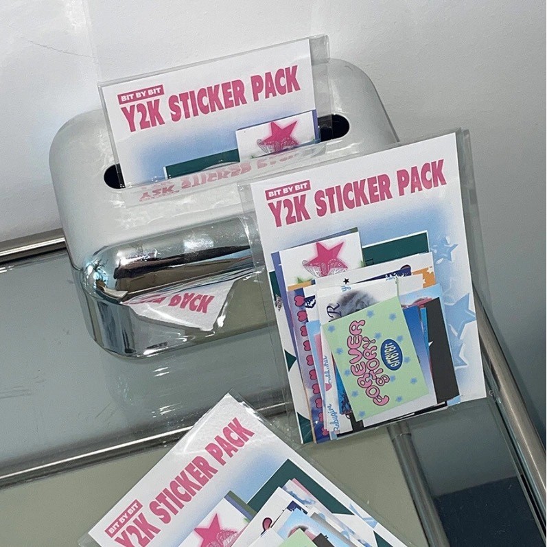 Ins Same Style bit by bit Y2K Retro Sticker Pack American Retro Niche Handbook Material