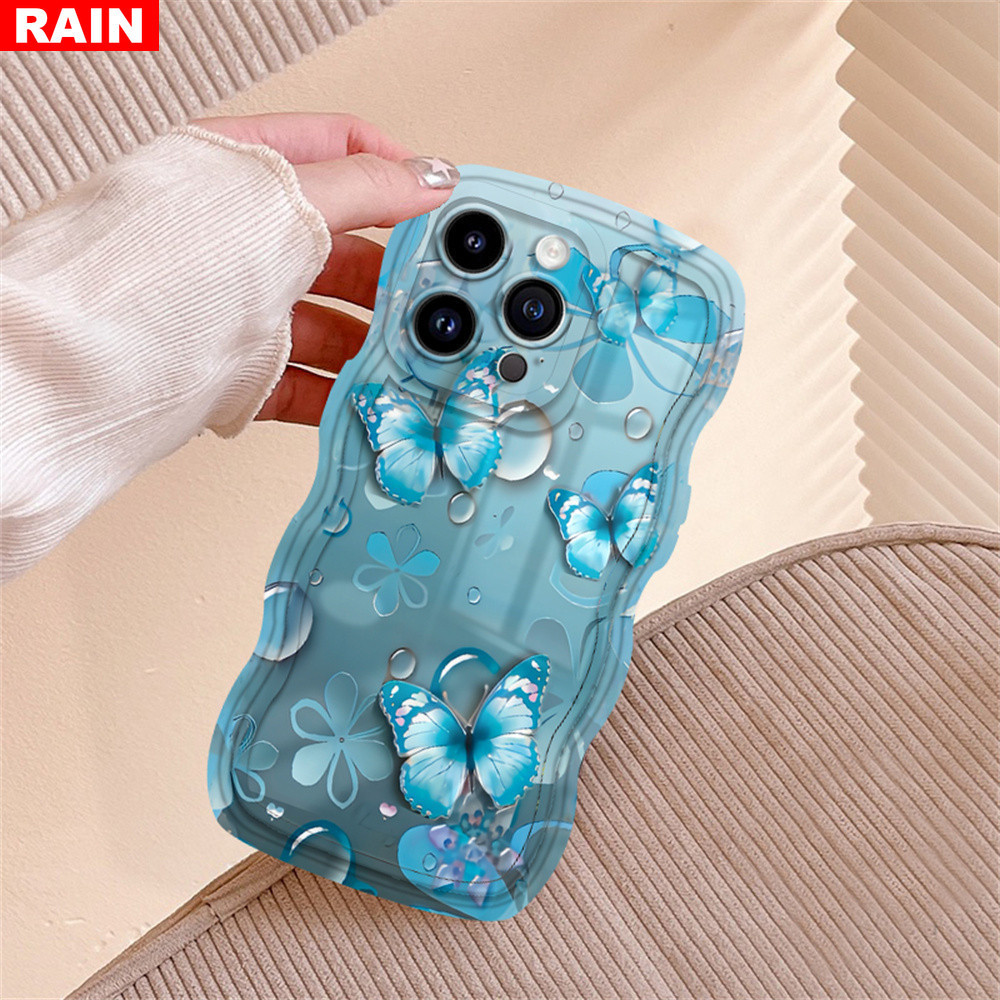 เคสโทรศัพท์มือถือ ลายผีเสื้อ ประดับเพชร สีฟ้า สําหรับ Realme C53 C55 C51 10 C30 C31 C33 C35 C21Y C25Y C11 2021 C15 C25 C17 C12 C3 C2 8i 7i Realme5 5i 6i 7 Pro Narzo 50A N53 - รูปที่ 3