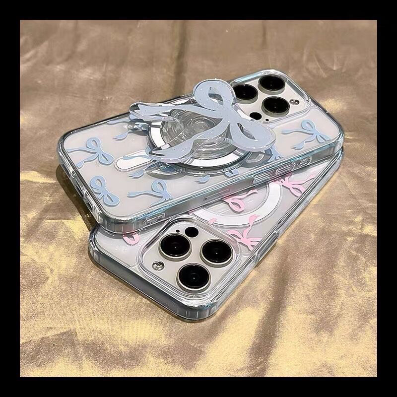 สาวสีชมพูสีฟ้าโบว์วงเล็บแม่เหล็กเคสโทรศัพท์เหมาะสําหรับiphone16 15 14 13 11 12Promax 11Promax 12Pro 14plus 15Promax 7FMB