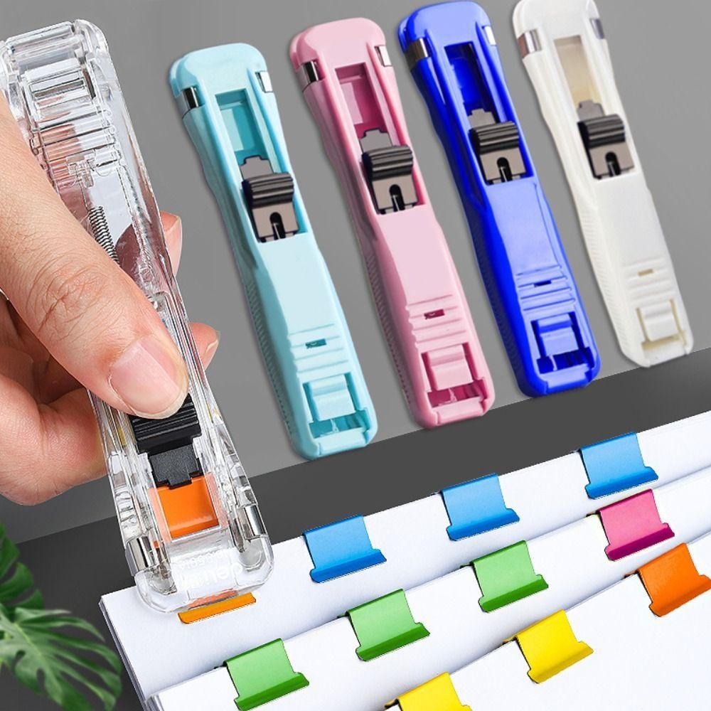 Bandolera Hand Push Clamp, Hand Push คลิปโลหะ Pusher, Simple Traceless Reusable กระดาษ Binding คลิปเครื่องเขียน