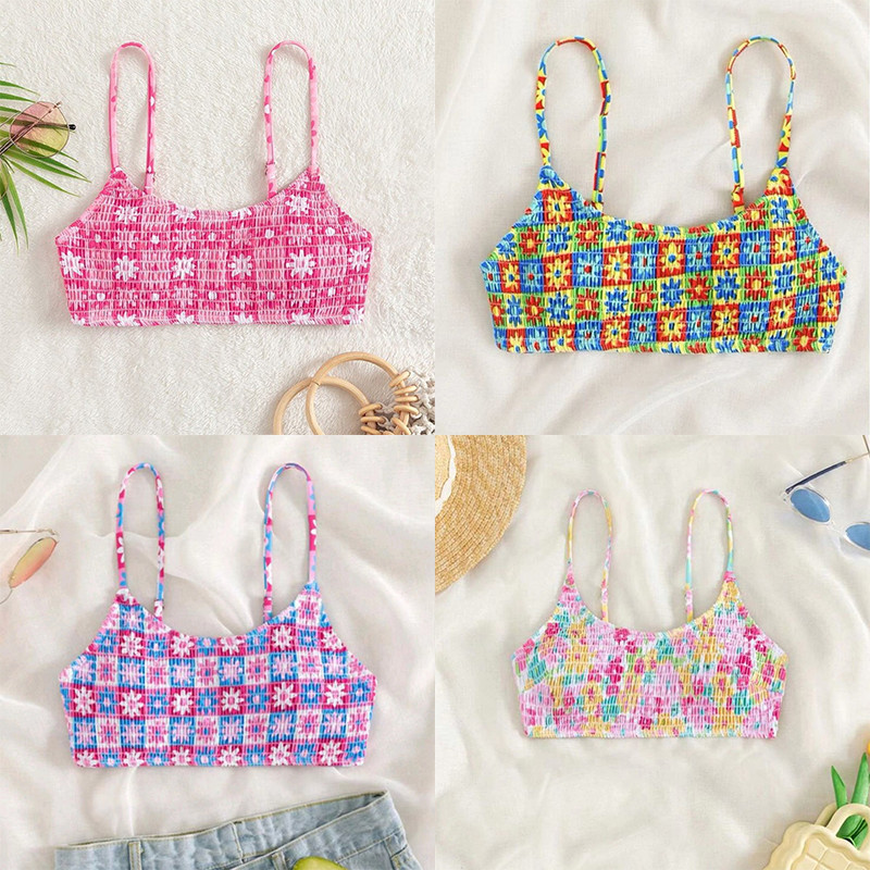 ไลฟ์สดลด50% ชุดว่ายน้ำ Top bra บราบน ผ้ายับ สายปรับระดับได้มีฟองน้ำ สไตล์เซ็กซี่