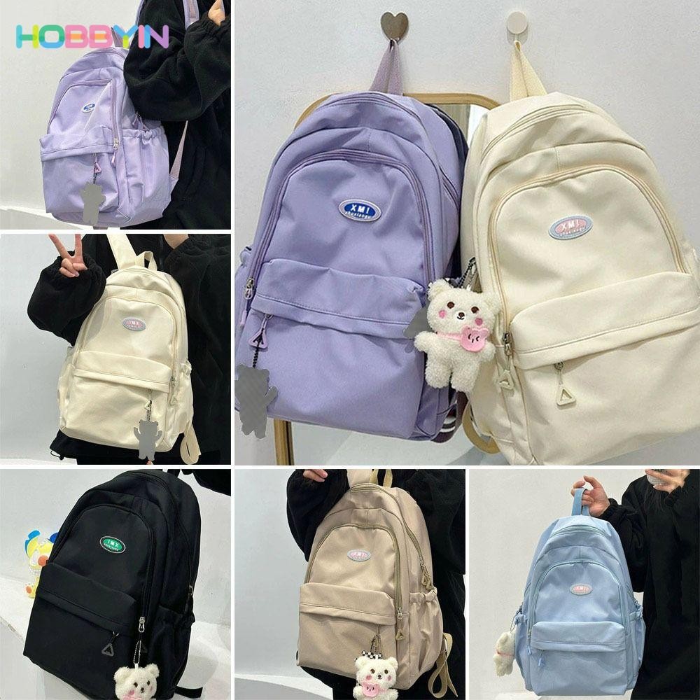 HOBBYIN กระเป๋าเป้สะพายหลัง กระเป๋าสะพายไหล่ ไนล่อน ความจุขนาดใหญ่ แบบพกพา เดินทาง ทุกวัน กระเป๋าใส่หนังสือ