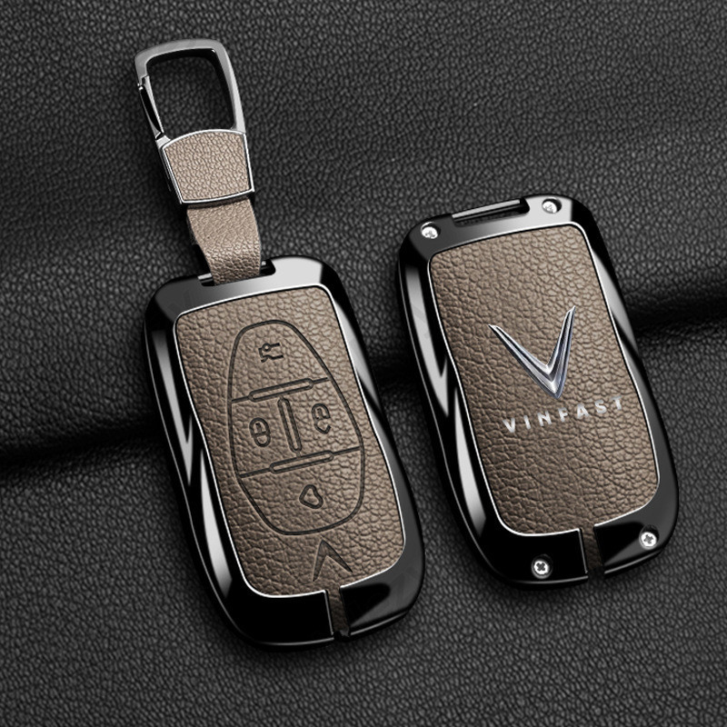 สังกะสีอัลลอยด์ Goatskin ของแท้หนังฝาครอบ Fob ผู้ถือ Auto Protector อุปกรณ์เสริมสําหรับ VinFast VF 6