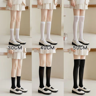 ถุงเท้าโลลิต้ายาวถึงเข่าสำหรับผู้หญิง สีดำ ขาว JK