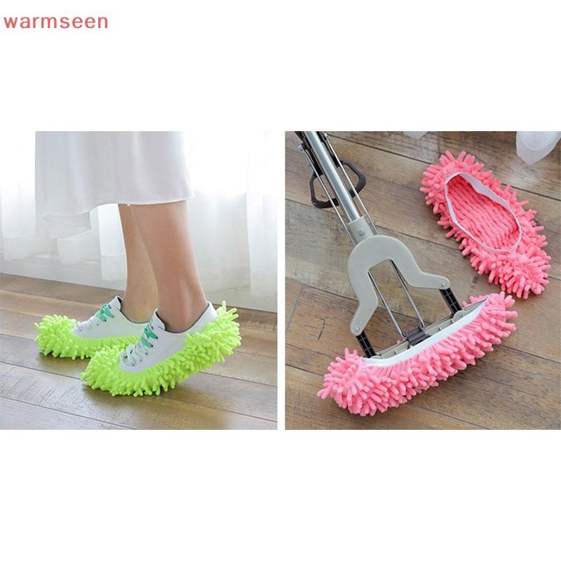 (อบอุ่น) Dust Duster Mop รองเท้าแตะรองเท้า, Multi Function Washable Microfiber Foot Socks รองเท้าทําความสะอาดพื้น Cover