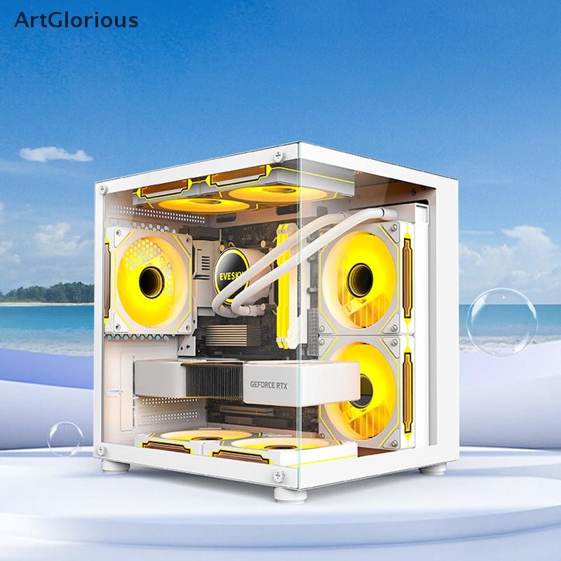 Art 270 องศาแก้ว PC กรณีโปร่งใสคอมพิวเตอร์เดสก์ท็อป Tower สําหรับ M-ATX/ITX เมนบอร์ด SSD 7 Air Cooling พัดลม 320 มม.กราฟิกการ์ด N