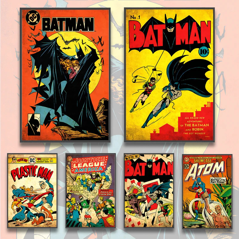 Batman A3 โปสเตอร์ภาพยนตร์วอลล์เปเปอร์สําหรับตกแต่งบ้านโปสเตอร์ตัวเลขภาพวาด Wall Art DC คลาสสิกครอบคลุมตกแต่งห้องเด็กของขวัญ