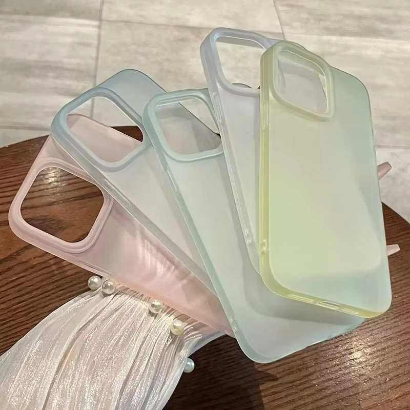 เคสโทรศัพท์โปร่งใส For iPhone 17 Pro Max 11 12 13 14 15 16 Pro Max Plus X Xs Max XR ฝาครอบซิลิโคนกันกระแทก สีขนมด้านนิ่ม