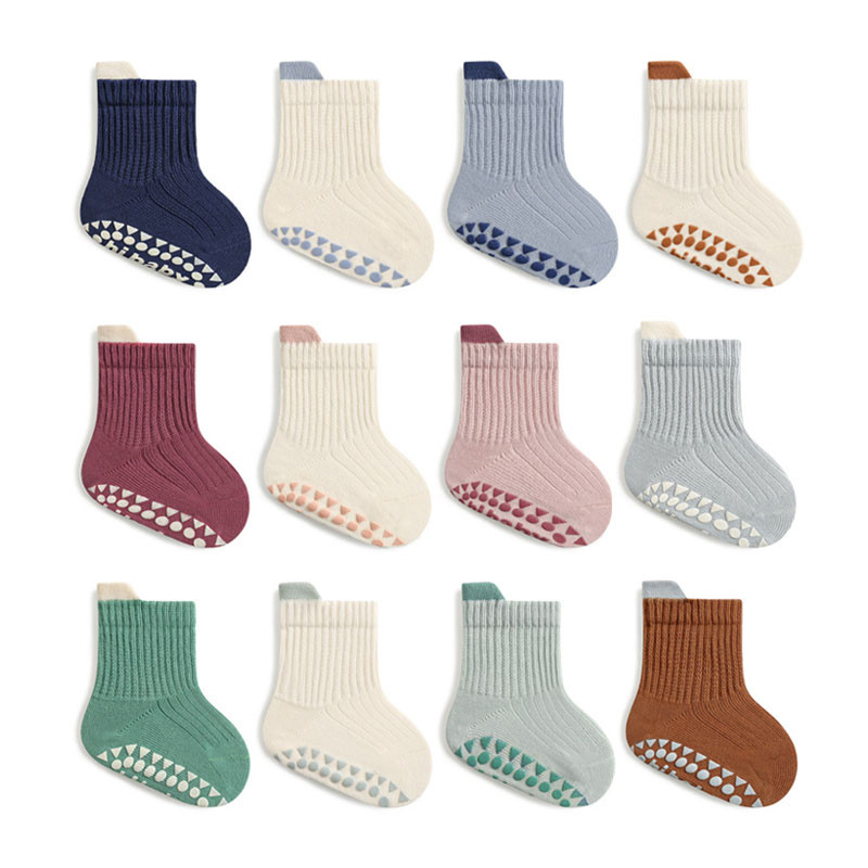3 คู่ถุงเท้าผ้าฝ้ายเด็กชายและเด็กหญิงน่ารัก Comfy Breathable เด็กถุงเท้าพื้นกันลื่น Socken Bebe