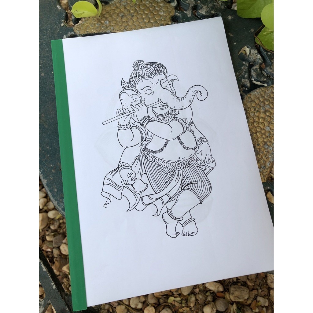 แบบสักลาย ลายพระพิฆเนศ ชุดที่ 1 มี 40 แผ่นต่อเล่ม (ไม่ใช่สติ๊กเกอร์) กระดาษขนาด A4