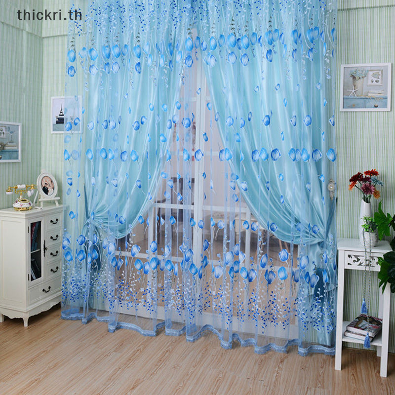 Tt Valances ผ้าม่าน ผ้าเชียร์ ลายดอกไม้ทิวลิป สําหรับตกแต่งประตู หน้าต่าง PL