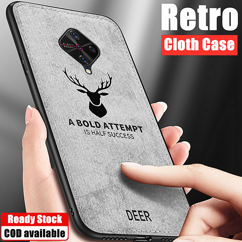 สําหรับ Vivo S1 Pro 1920 ย้อนยุค ผ้าใบ สไตล์ นุ่ม ผ้า รูปแบบ เคสระบายอากาศ กันเหงื่อ ฝาหลัง – โปรปัง