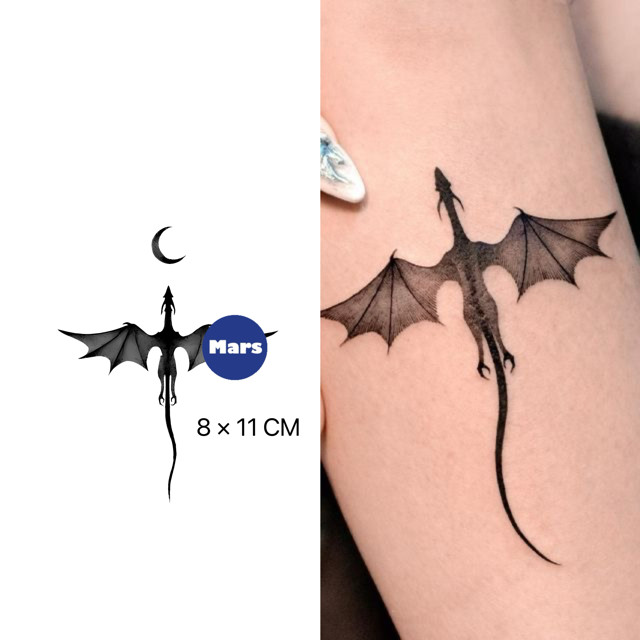 Mars Tattoo NEW Technology Magic - ติดทนนาน 2 สัปดาห์ สติ๊กเกอร์รอยสักมังกร X141
