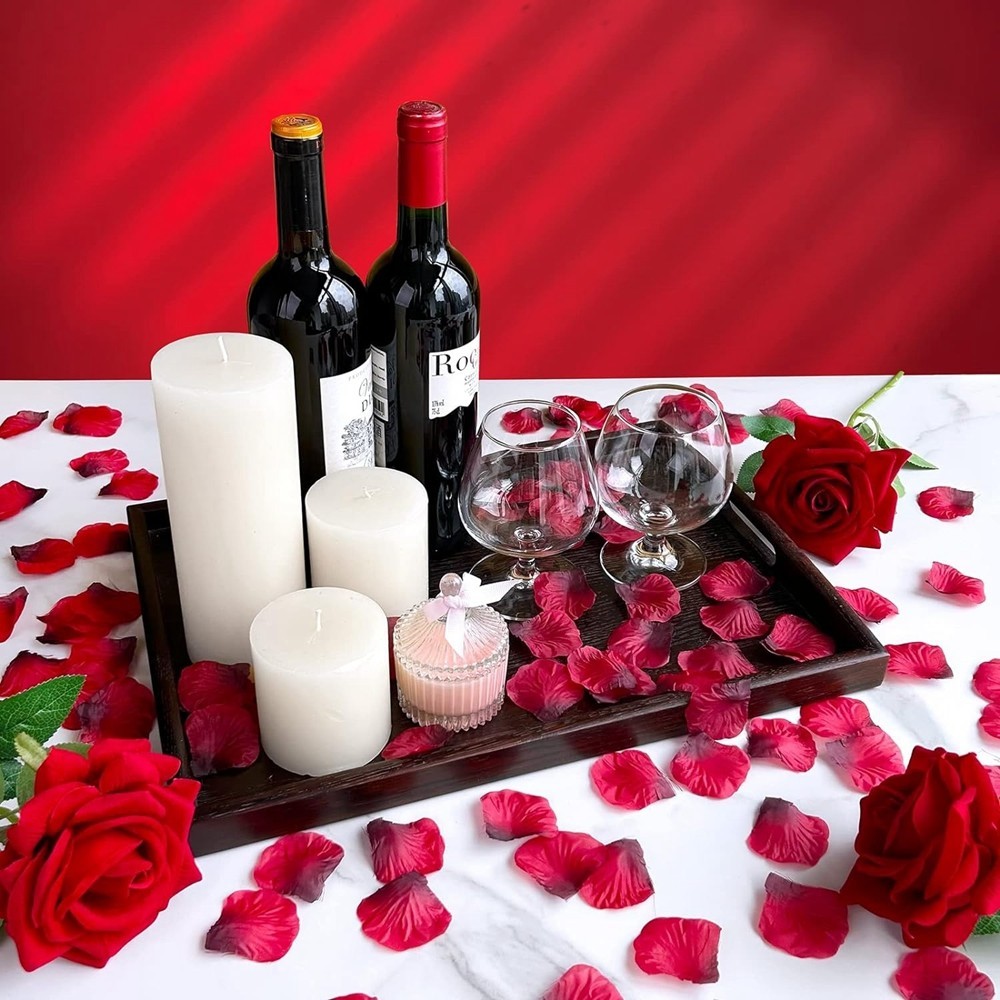 กลีบดอกกุหลาบประดิษฐ์ ผ้าไหม สีแดง โรแมนติก สําหรับตกแต่งงานแต่งงาน ปาร์ตี้ วันวาเลนไทน์ 100 ชิ้น - รูปที่ 2