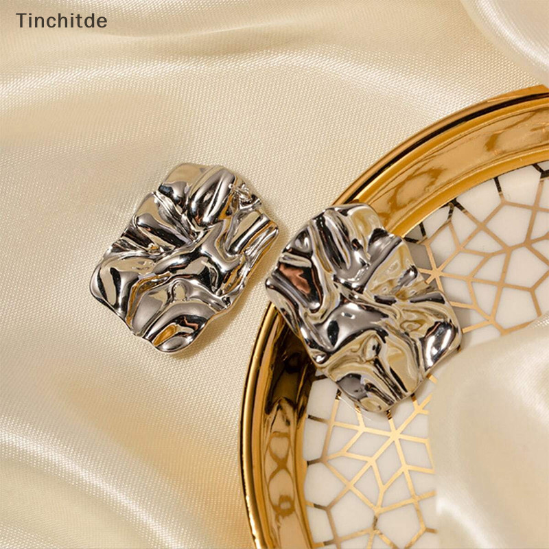 [Tinchitde] ต่างหูสตั๊ด ทรงเรขาคณิต ทรงสี่เหลี่ยม สไตล์วินเทจ เครื่องประดับแฟชั่น สําหรับผู้หญิง [Preferred]